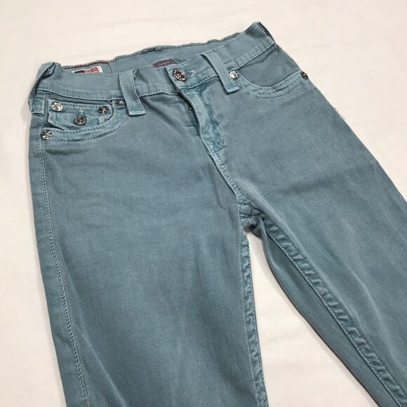 TRUE RELIGION Serena Jeans Women 26x29 Turquoise Green Skinny Stretch Denim USA - Picture 6 of 16